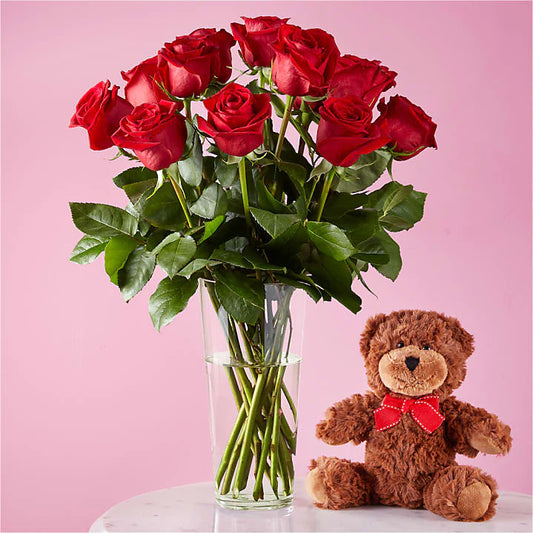 Harlim Plush Bear and 12 Roses